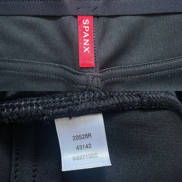 SPANX Leather Like Black Faux II Slim Straight Leg Pants High Rise Shaping 37" w - Picture 8 of 8